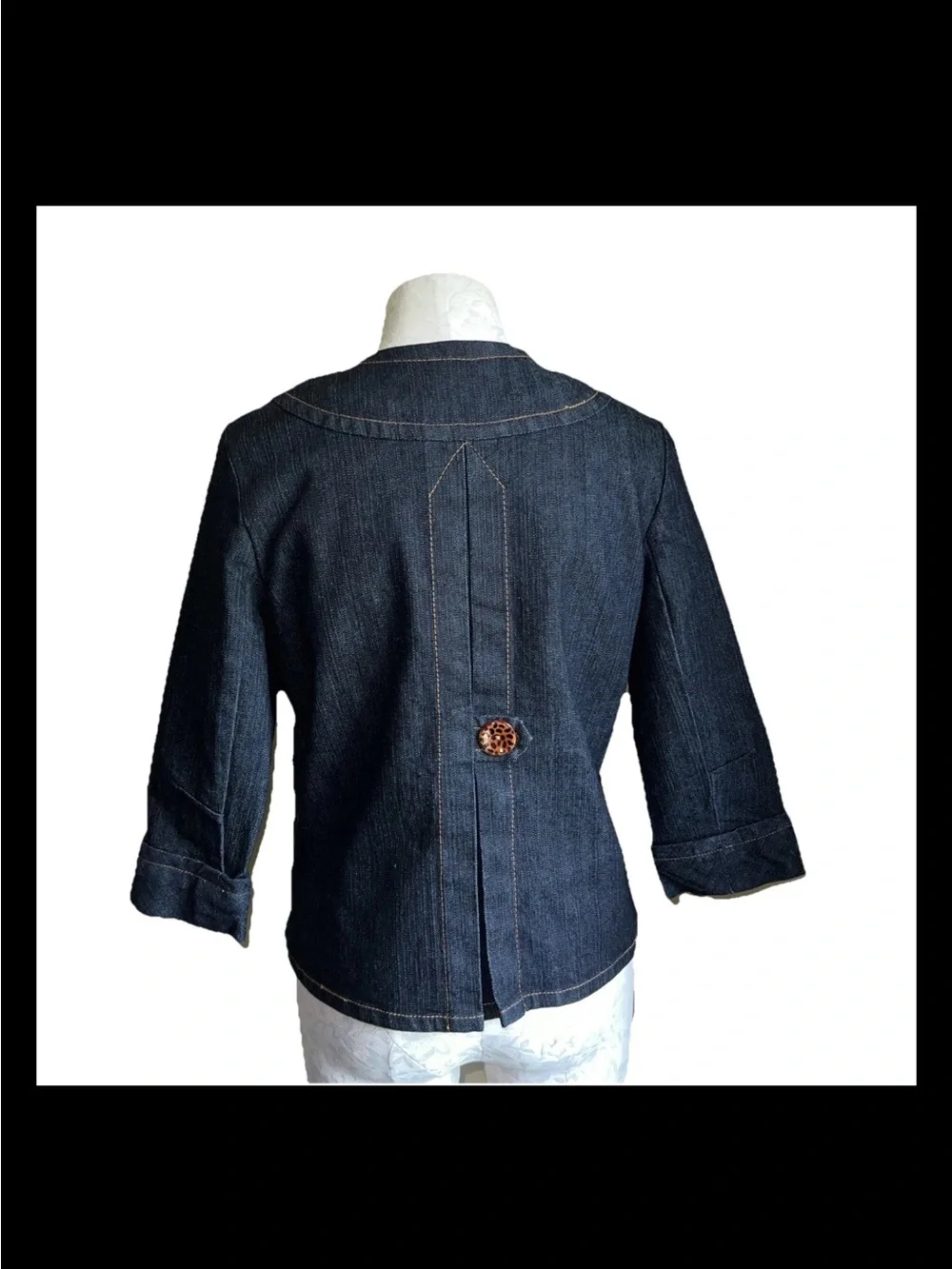 Boom Boom Jeans Double Breasted Dark Denim Swing Jacket Y2K Leopard Button S